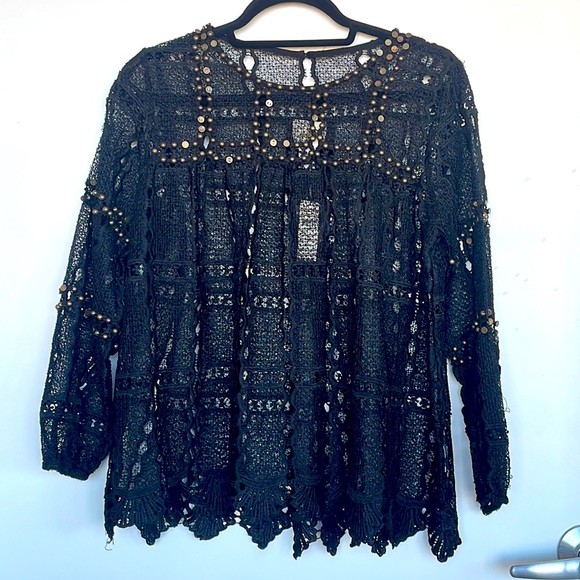 NWT Anthropologie Maeve Smocked Lace Top size M - Picture 3 of 4